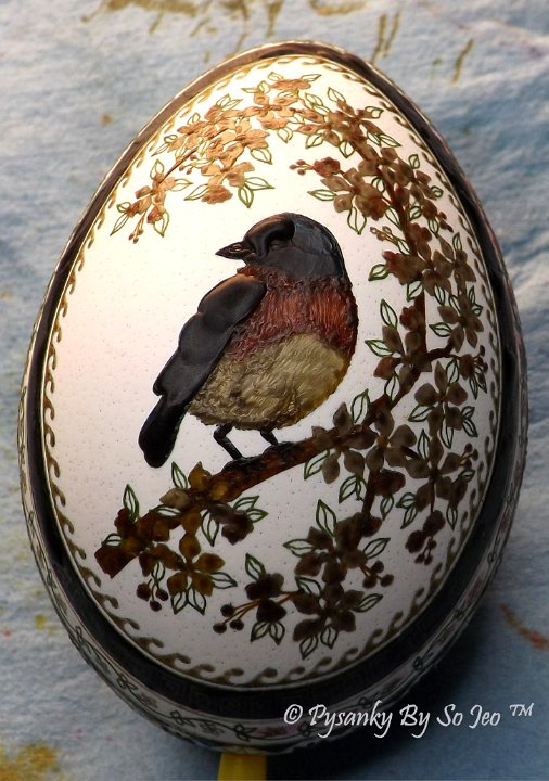 WIP Bluebird Pysanka Pysanky Ukrainian Easter Egg by So Jeo